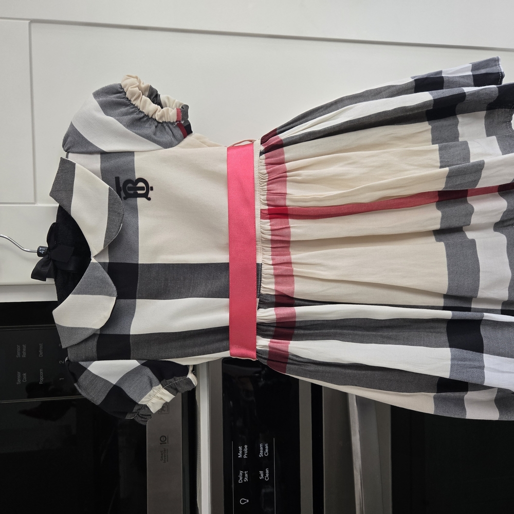 Burberry Checkered Dress with Pink Accent